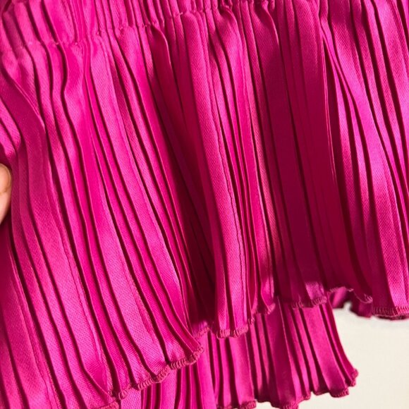 Retro Crinkle Feminne Peplum Top L Coquette Boho Y2K Chic Shiny Festive Holiday - Picture 3 of 11